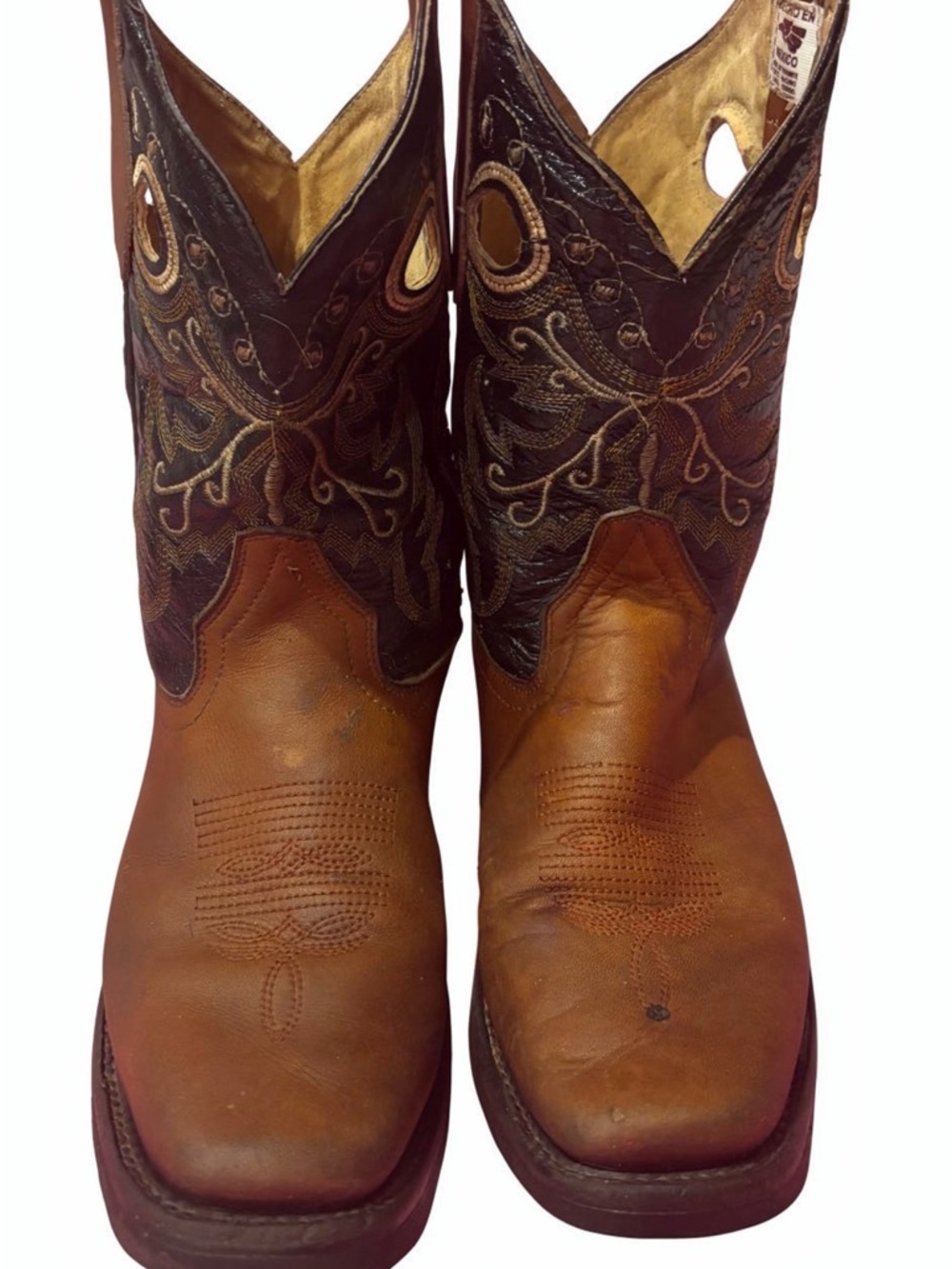 Diego’s Boots Brown Leather Men’s Western Boots with Embroidered Black Shaft